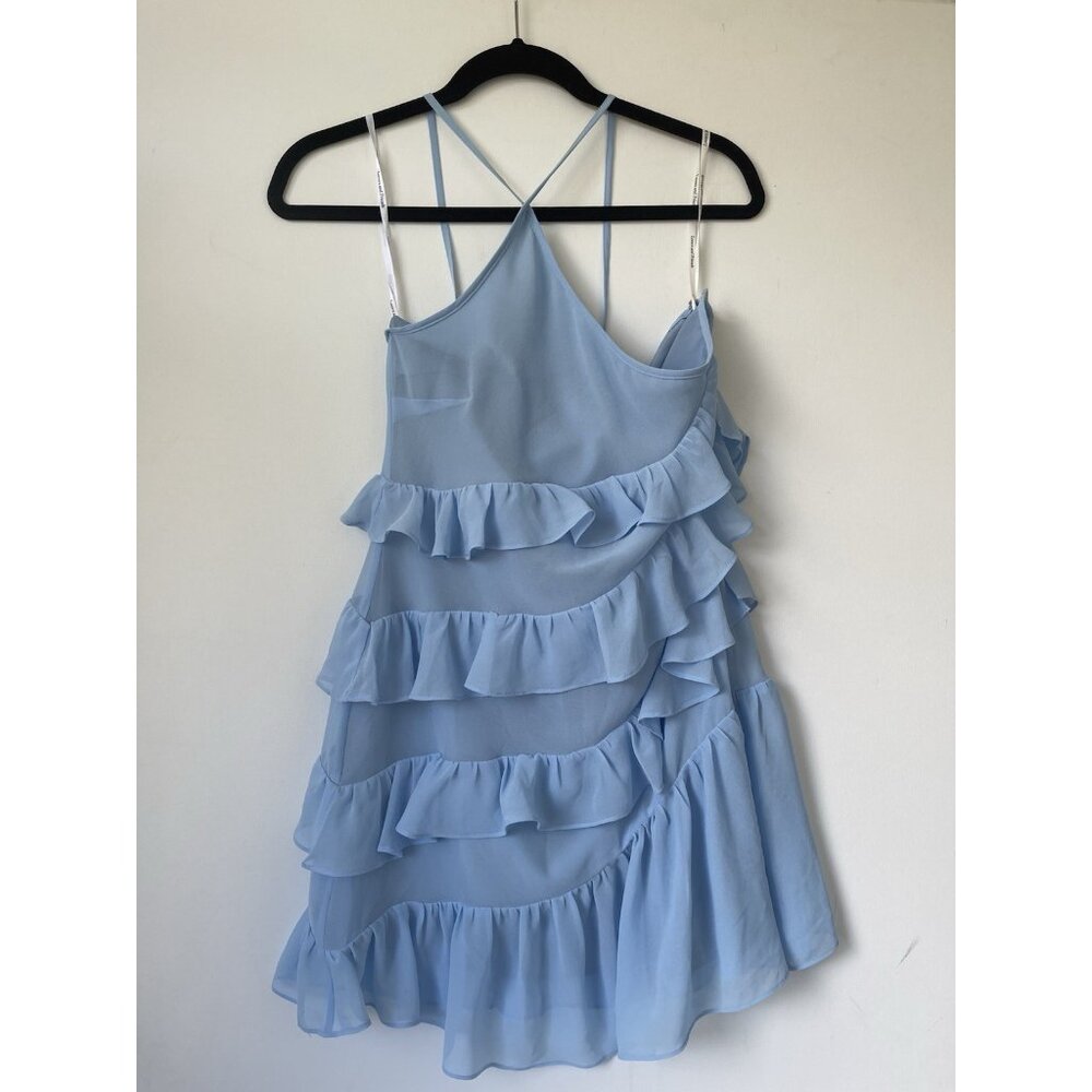 Lovers + Friends Liv Ruffle Mini Dress Blue Size S Halter Summer Party - Picture 6 of 9